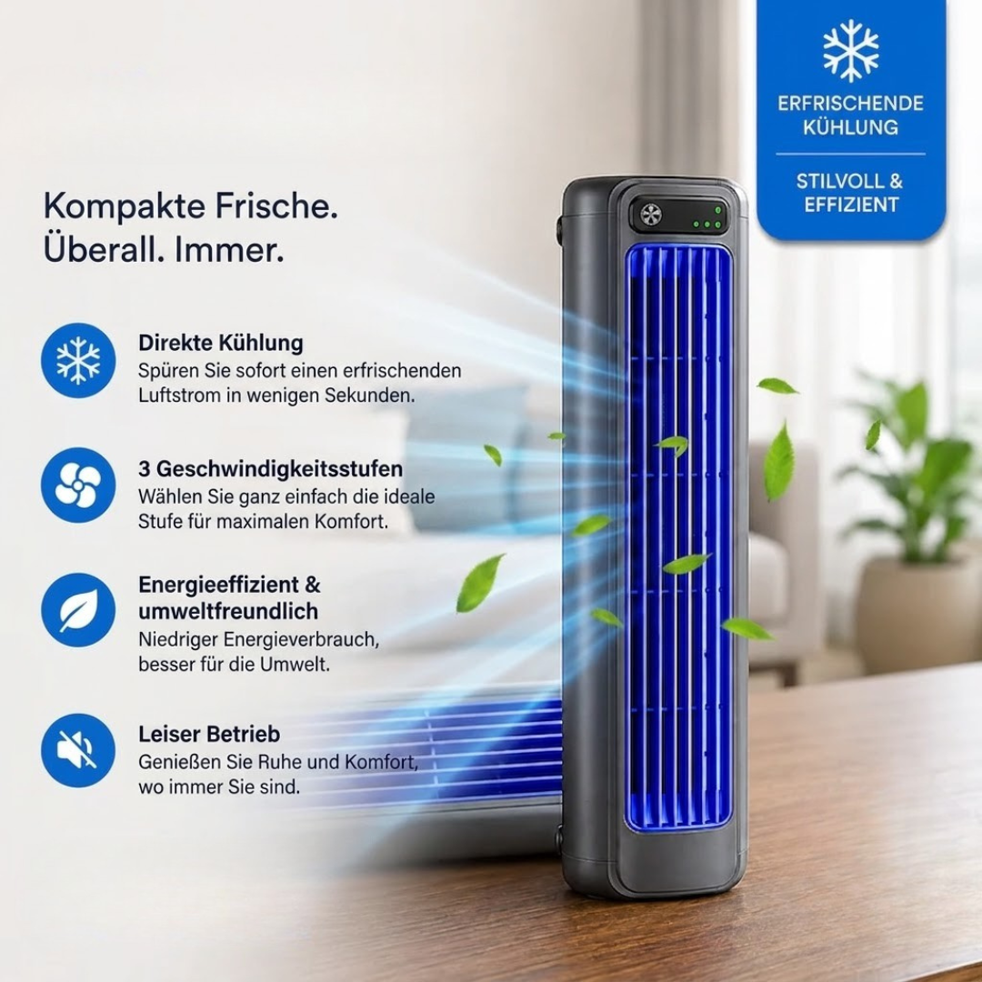Smarter Tischkühler | Mobiler USB-Luftkühler mit Akku
