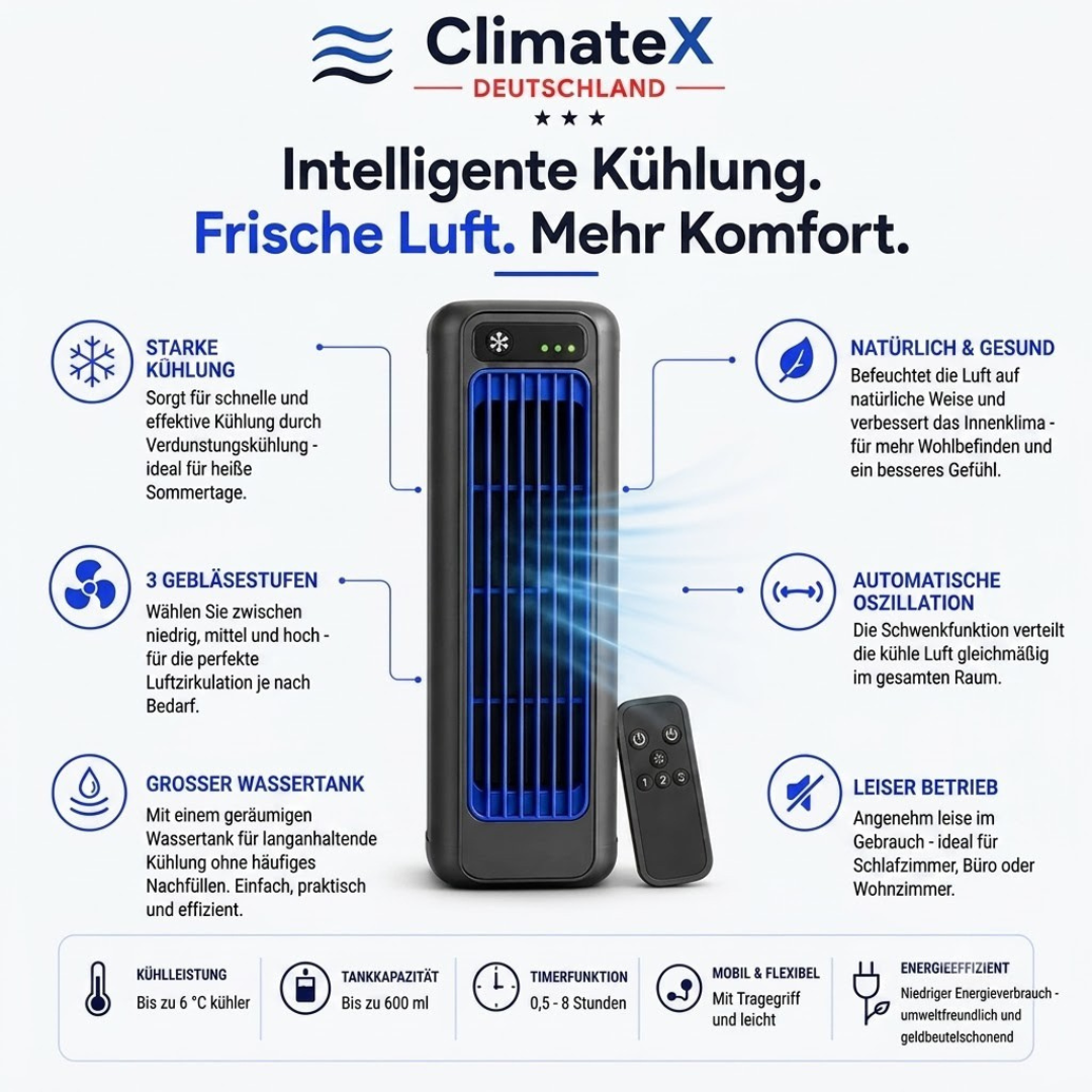 Smarter Tischkühler | Mobiler USB-Luftkühler mit Akku
