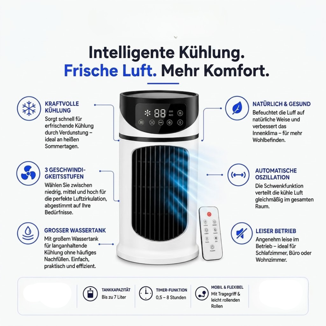 Frescora Mini Luftkühler | Tragbarer Akku-Ventilator