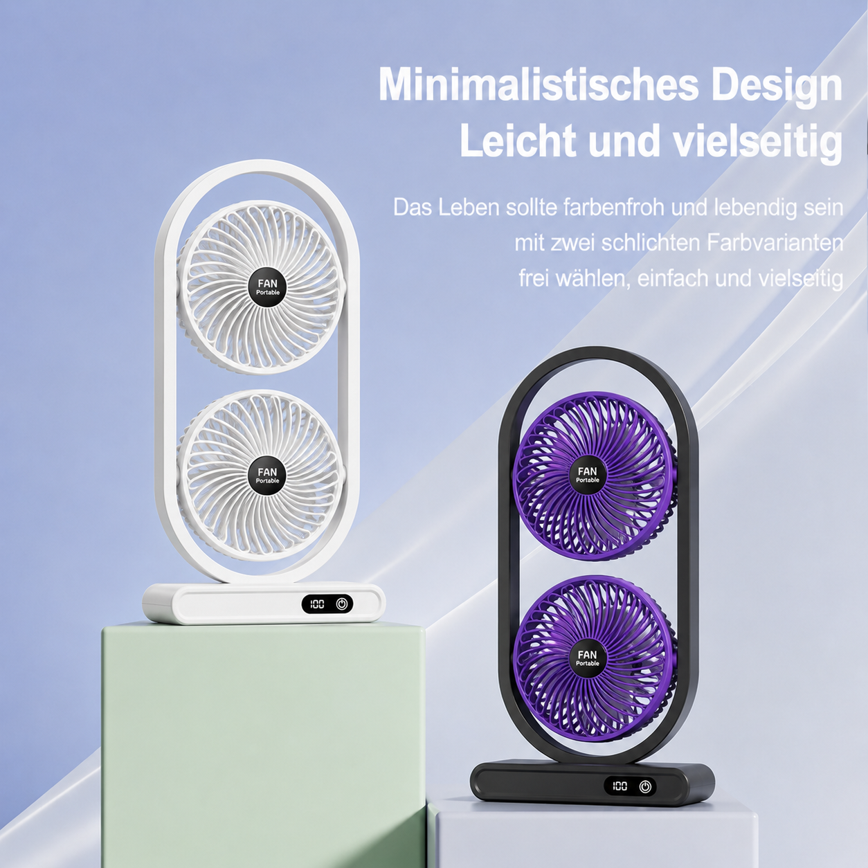 S30 DuoBreeze | Kabelloser Doppelkopf-Ventilator mit Akku