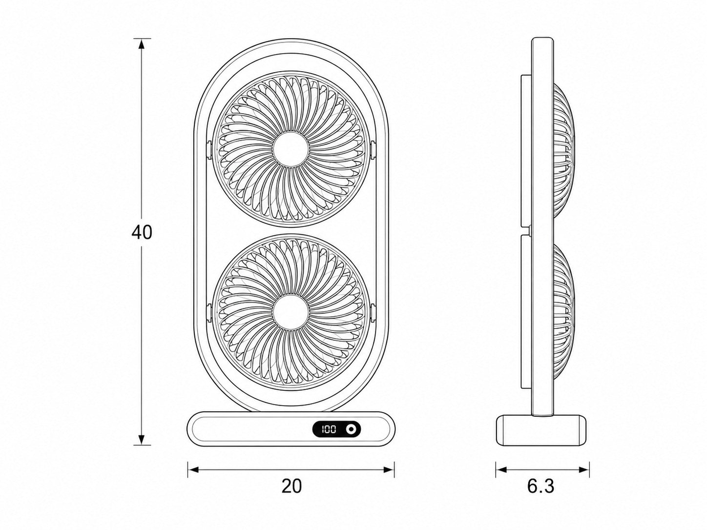 S30 DuoBreeze | Kabelloser Doppelkopf-Ventilator mit Akku